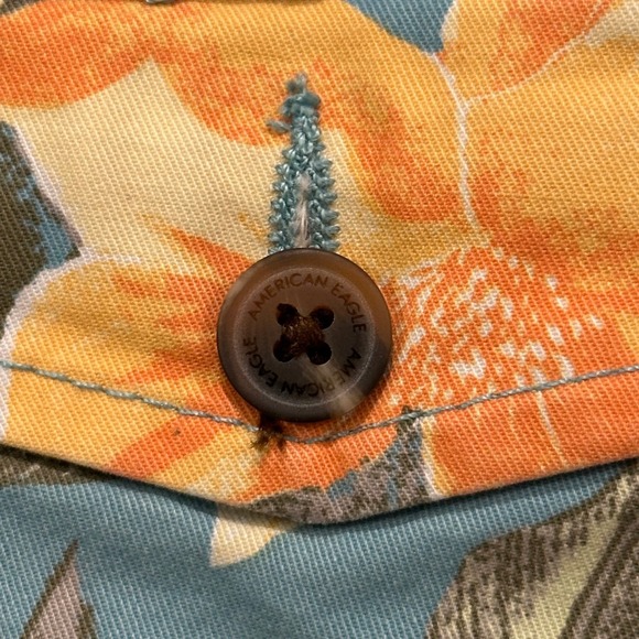 American Eagle Mens Size 36 Next Level Flex Floral Tropical Shorts Teal Blue - Picture 5 of 8